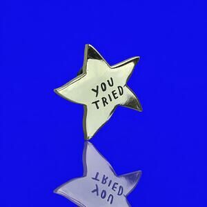 AdamJK "You Tried" Star Pin – Authentic Adam J. Kurtz Gold & Black Enamel Flair